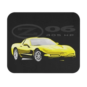 Corvette C5 Z06 Mouse Pad 405 HP Yellow Chevy Sports Car Racing Desk Gift - Picture 1 of 5