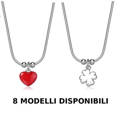 Collana donna acciaio Sagapo cuore stella luna quadrifoglio farfalla cornetto - Immagine 1 di 2