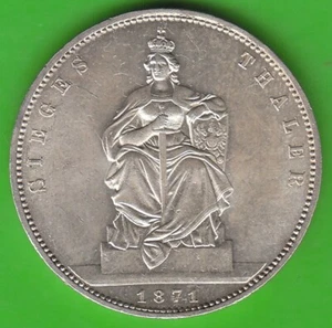 Coin Taler Silver Prussia Siegestaler 1871 In Vz-St Pretty nswleipzig - Picture 1 of 3
