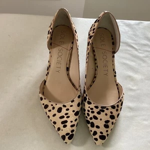 Sole Society decolte donna capelli di vitello stampa animalier tacco a gattino taglia 7,5 d’ o dire - Foto 1 di 7