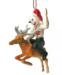 NEW! Jack in the Box RODEO JACK Riding a Reindeer Christmas Ornament - Picture 1 of 2