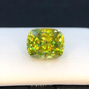 5 Ct+ Natural Full Fire Sphene Titanite Cushion Cut Gemstone For Jewelry - Picture 1 of 7