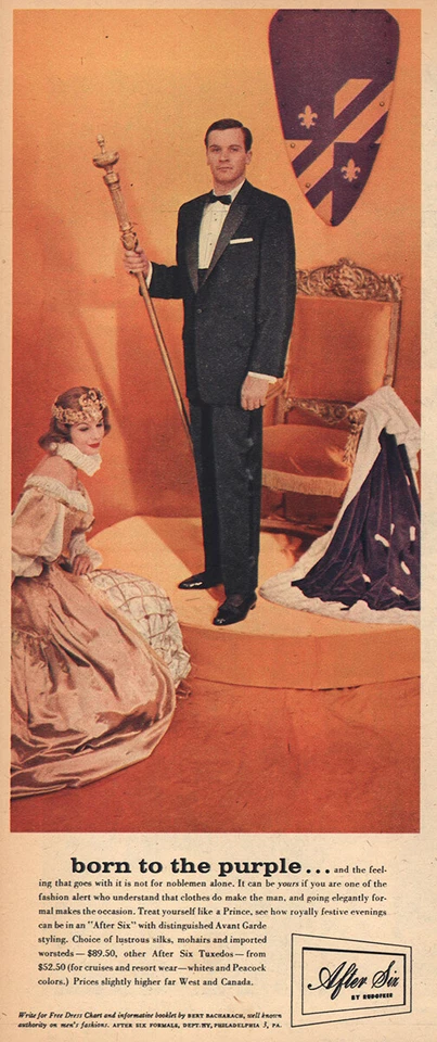 Anuncio impreso vintage 1956 After Six: Born to the Purple Foto 1 de 1