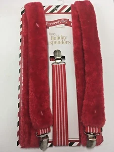 NEU - Wembley Neuheit flauschige Feiertag Hosenträger - rot & weiß Weihnachten Einheitsgröße  - Bild 1 von 4