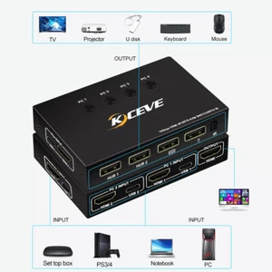 4K HDMI KVM Switch Dual Monitor Umschalter 4 In 1 Out 4 Computer Steuerung Upgrated - Bild 1 von 17