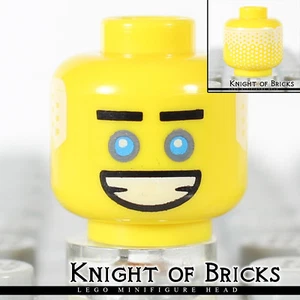 LEGO Minifigure Head YELLOW Male Black Straight Eyebrows White Hair Zane Ninjago - Picture 1 of 4