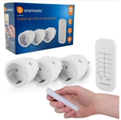 Smartwares 3 Funksteckdosen 1x Fernbedienung  2300W  Reichweite 30m Funkschalter - Bild 1 von 3