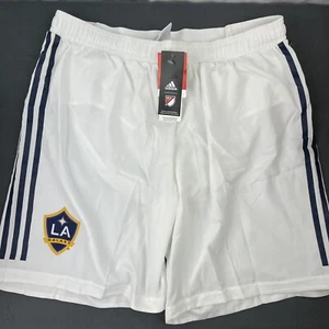 adidas climalite MLS LA Galaxy Lined Shorts Size Large White and Blue Stripes - Picture 1 of 8