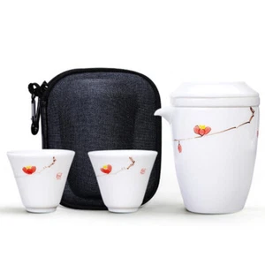 Handpainted Tea Set For Travel Porcelain Pitcher Filter Cup Portable Bag Tea Cup - Picture 1 of 18
