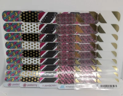 Обертки для ногтей Jamberry полные листы - Goldie Pink Sparkle Beach лот из 5 - Изображение 1 из 3