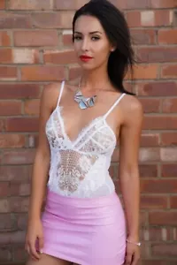 Minigonna donna rosa in PVC micro gonna lucida per feste - Foto 1 di 6