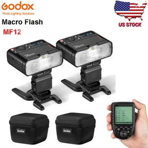 US 2X Godox MF12 12W TTL Macro Flash Speedlite+Xpro Trigger For Canon Nikon Sony - Picture 1 of 12