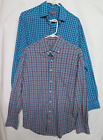 2 Peter Millar Summer Comfort Long Sleeve Button Up Shirts Mens Sz M Blue Plaid