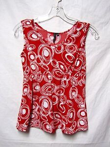 CHA CHA VENTE top shirt PS 2/4P Bust 32-34 Red/white multi Stretchy 