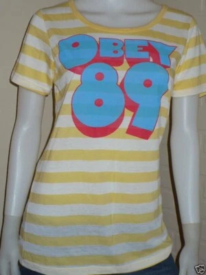 NEW OBEY 89 STRIPE LOGO SHIRT TOP STREET URBAN L XL - Image 1 of 2