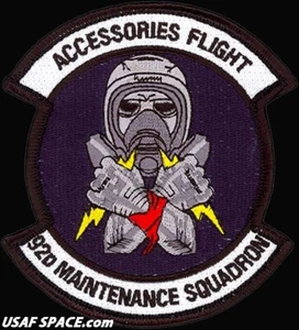 USAF 92nd MAINTENANCE SQ - ACCESSORIES FLIGHT -Fairchild AFB, WA- ORIGINAL PATCH - Picture 1 of 3