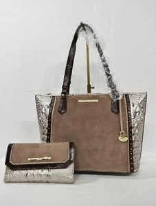 SET Brahmin Medium Asher Tote/Shoulder Bag+ Checkbook Wallet Chardonnay Clermont - Picture 1 of 12