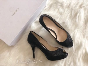 Neu im Karton Versace bestickte Leder Pumps offene Zehenpartie Größe 36 - Bild 1 von 5