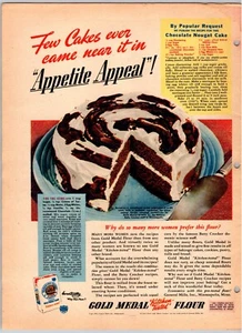 1941 Stampa Pubblicità Medaglia Oro Farina Ricetta Cioccolato Torrone Torta Appetito Appeal - Foto 1 di 1