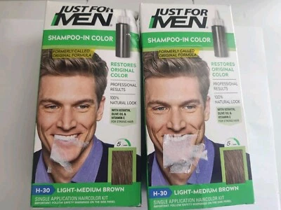 *2* Just For Men Shampoo In Color Light Medium Brown H-30 Hair Color  - Image 1 of 4