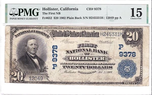 $20 1902 PB National HOLLISTER California CA ๐บ๐ธ Extremely Rare ๐บ๐ธ - Picture 1 of 2