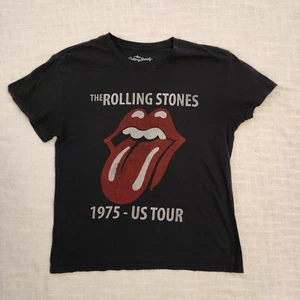 Vintage M Med The  Rolling Stones 1975 US Tour Black Cotton Tee-Shirt A284 - Picture 1 of 8
