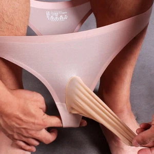 Borsa uomo in guaina in seta ghiaccio sexy trasparente stringa a G pene biancheria intima bagagliaio mutande - Foto 1 di 15