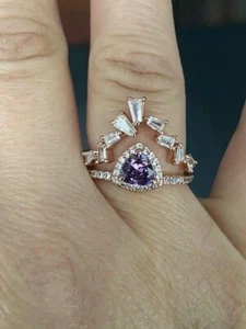 A Queen Above All Amethyst Cubic Zirconia rose gold plated band ring sz8 Feb 23 - Picture 1 of 10