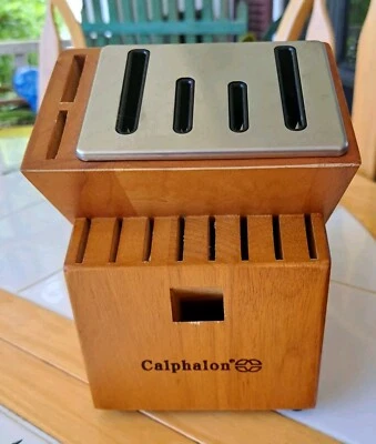 Calphalon 15 Slot Self Sharpening Knife/Scissors Storage Block Maple Finish  - Image 1 of 4