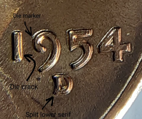 1954 D Lincoln Cent RPM 1MM-024 D/D Tilted High Grade Repunched Mint Mark Coin Cover