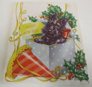Happy New Year - Greeting Card - Scottish Terrier Dog - Fifth Avenue - Vintage - Bild 1 von 11