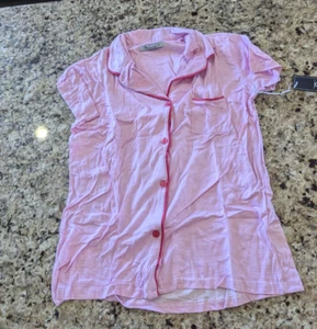Joan Vass Womens Short Sleeve Pajama Set Button Up Shirt Shorts Pink size S - Picture 1 of 14