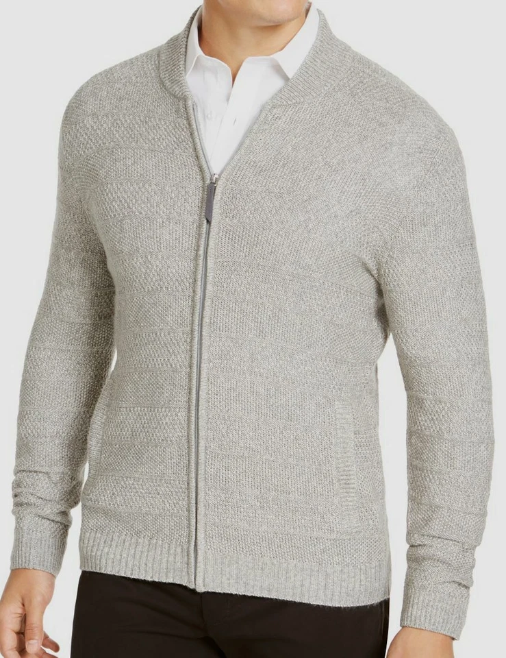 $110 Tasso Elba Mens Gray Full-Zip Marled Sweater Sweatshirt Size 2XL *REPAIRED* - Image 1 of 2