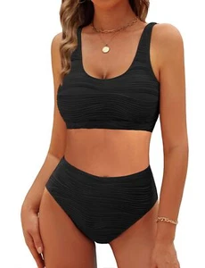 High Waisted Bikini Sets for Women Two Piece Tummy Control Swimsuits Sporty H... - Picture 1 of 5