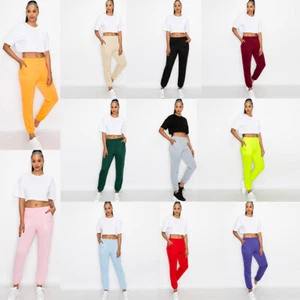 Women's Workout Lightweight Fleece Drawstring Elastic Cuff Sweatpants FL78VICTOR - Picture 1 of 34