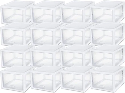 Sterilite 27 Quart White Frame Clear Plastic Stackable Storage Container Bin... - Image 1 of 4