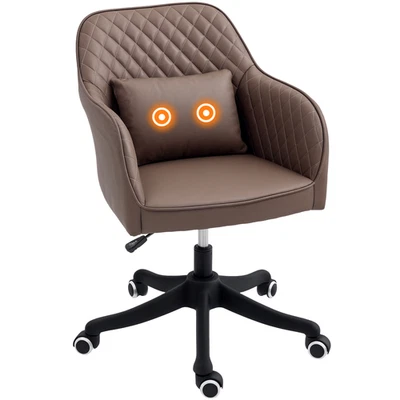 Office Chair Brown Microfiber 57x70x86cm Wide Seat Swivel Massage USB Foam Arms - Image 1 of 4