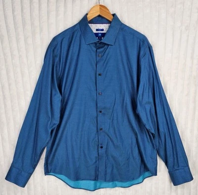 Egara Non-Iron Slim Fit Blue Long Sleeve Button Down Collared Shirt XL - Изображение 1 из 3