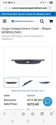 Cubierta de compartimento de carga OEM Mopar 2014-2022 Jeep Grand Cherokee 6FW02LC5AC Foto 1 de 4