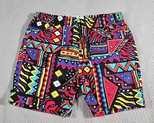Oh Snap! Mens Vintage Themed Geometric Swimming Skateboarding Casual Shorts Sz L - Picture 1 of 12