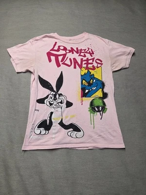 Camiseta masculina Looney Tunes tamanho P rosa estampa gráfica gola redonda casual uso - Imagem 1 de 4