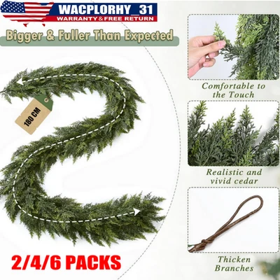 Guirnalda de cedro artificial con conos de pino artificiales para decoración de boda fiesta en casa Foto 1 de 4