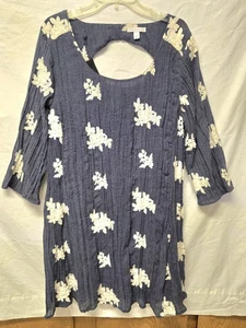 Westport 1962 Women's Dress XL Blue Chambray Crochet Keyhole Back - Picture 1 of 7