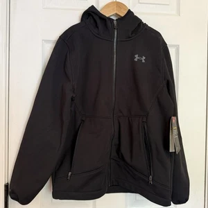 NWT Under Armour Storm ColdGear Water-Repellent Boys Hooded Jacket Black Size YM - Picture 1 of 11