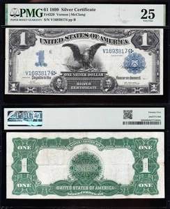 VERY NICE Fr. 229 Vernon McClung 1899 $1 "BLACK EAGLE" Silver Cert.! PMG 25! 174 - Picture 1 of 3