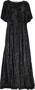 Kiyonna Dress Womens 1X Velvet Burnout Maxi WhimsiGoth Dark Fairy Grunge Witchy - Picture 1 of 16