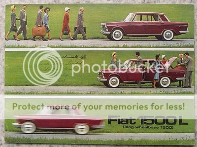 Folleto de ventas de autos de distancia entre ejes larga Fiat 1500 L c1964 #2028 Foto 1 de 4