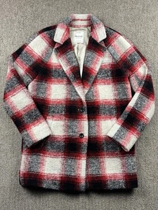 Madewell Damen S Wollmischung Depot Cocoon Mantel rot kariert Jacke - Bild 1 von 6