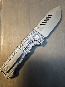 PMP Knives Kodiak Beast M390 Plain Blade Blue Frag Titanium Handles - Picture 1 of 6