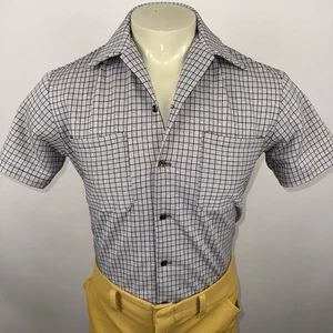 Vintage 60s Mens Shirt Polyester Stretch Knit Rockabilly MCM Disco Mens Small - Picture 1 of 12